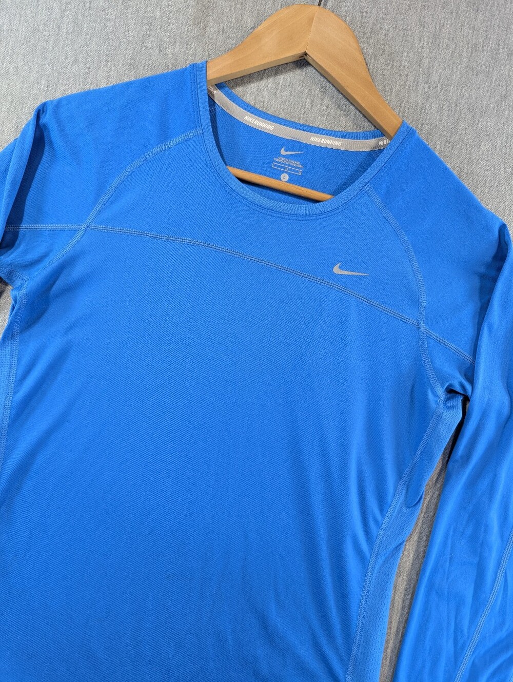 Nike Running Miler Performance Tee Shirt Women's Large Blue Long Sleeve